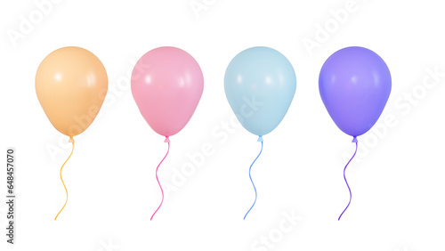 Collection of pastel 3d balloons on a white background. Set for birthday  new year  wedding. 3d vector illustration