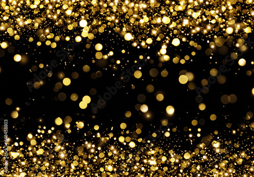 クリスマス背景  輝く星の光 金と黒