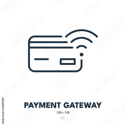 Payment Gateway Icon. Transaction, Payments, Credit Card. Editable Stroke. Simple Vector Icon