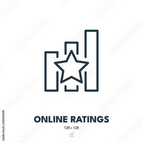 Online Ratings Icon. Reviews, Feedback, Reputation. Editable Stroke. Simple Vector Icon