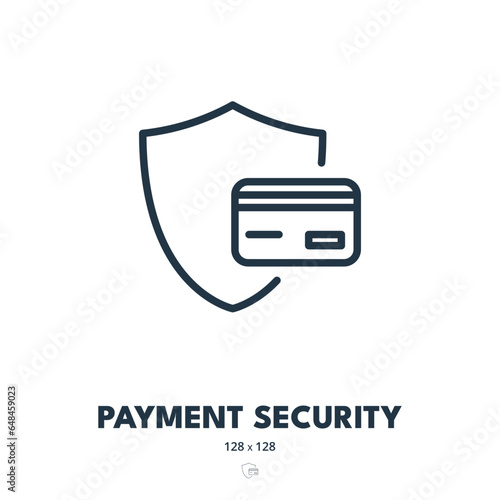 Payment Security Icon. Encryption, Fraud, Transactions. Editable Stroke. Simple Vector Icon