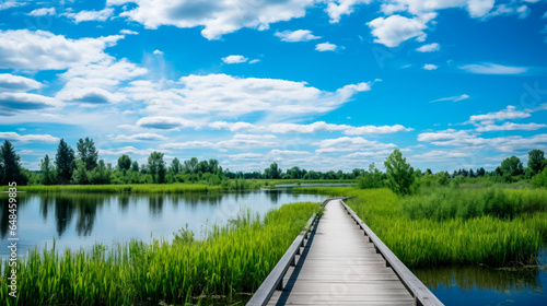 Wooden trail through the wetland