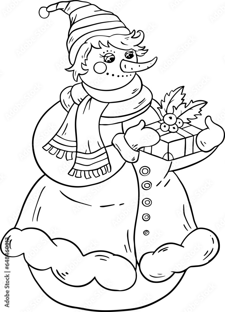 Doodle snowman outline illustration for concept design. Hand drawn vector illustration. Doodle snowman outline illustration for concept design. Hand drawn vector illustration.