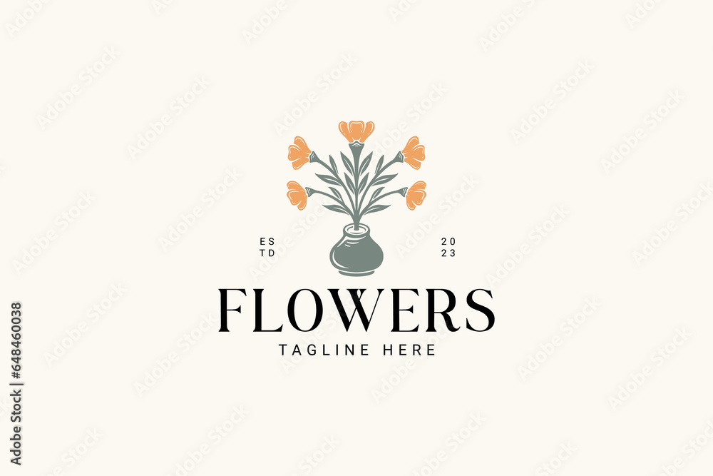 lily flowers and pot logo vector graphic for florist boutique and cosmetic lily flowers and pot logo vector graphic for florist boutique and cosmetic
