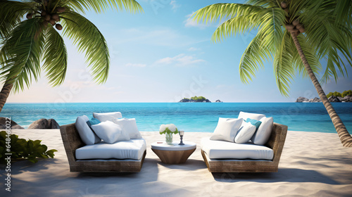 Luxury beach with chillout lounge place for rest