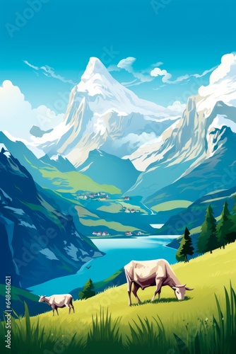 Switzerland retro travel poster © XC Stock