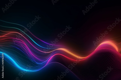 Abstract background with flowing neon lights. Generative AI