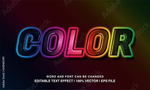 Color editable text effect template  3d bold cartoon rainbow color glossy typeface  premium vector