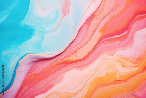 Abstract textured marble background with vibrant turquoise, orange, and pink colors. Generative AI