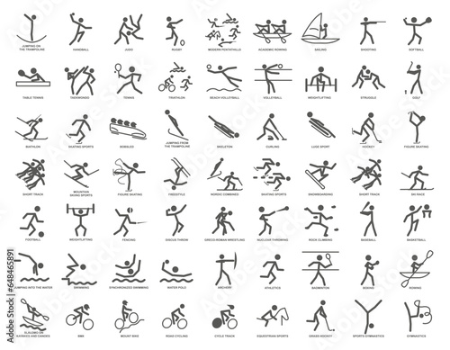 Olympic sports with captions. Set of sports icons. Olympic sports icons.