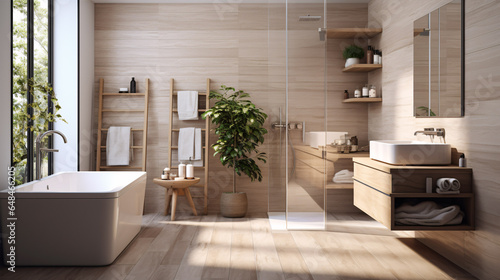modern and spotless residential bathroom and toilet design  complete with essential fixtures