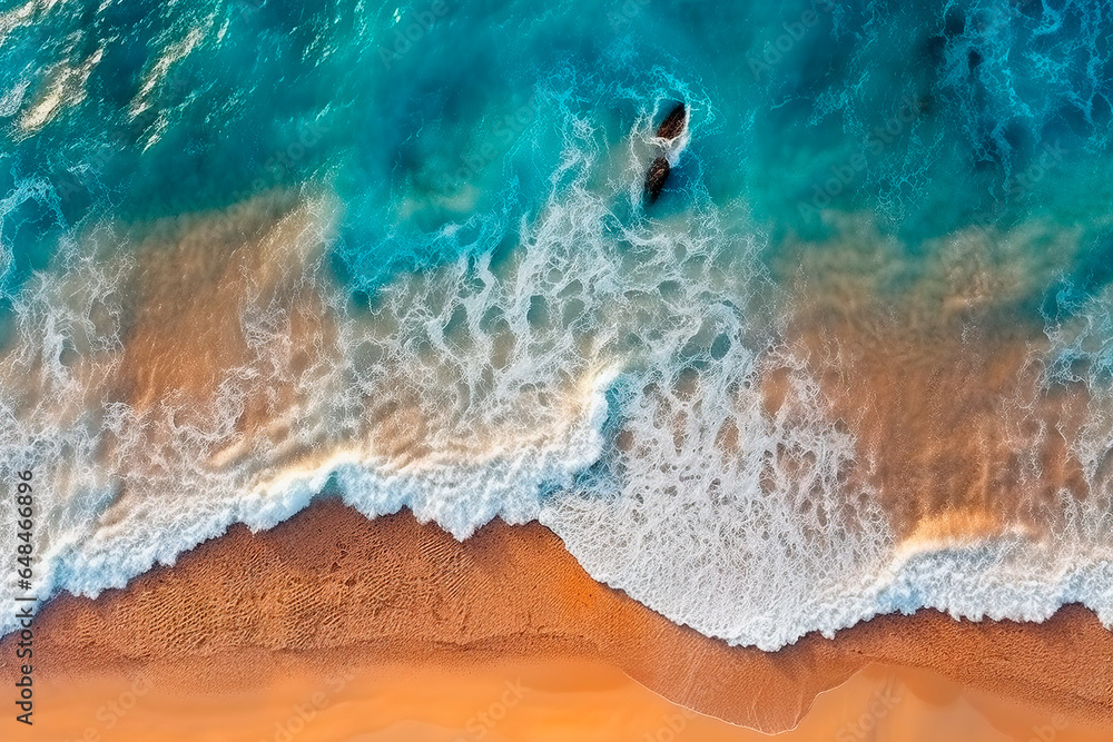 Ocean waves on the beach as a background Beautiful