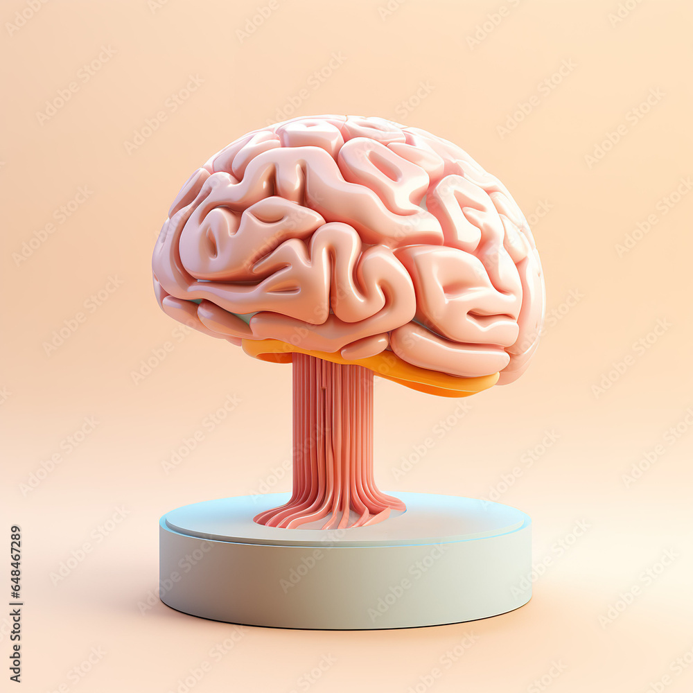 3D illustration of human brain. Generative AI. 3D illustration of human brain. Generative AI.
