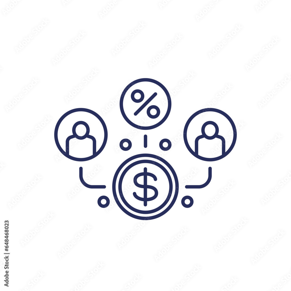 p2p loan icon, peer-to-peer lending line vector p2p loan icon, peer-to-peer lending line vector