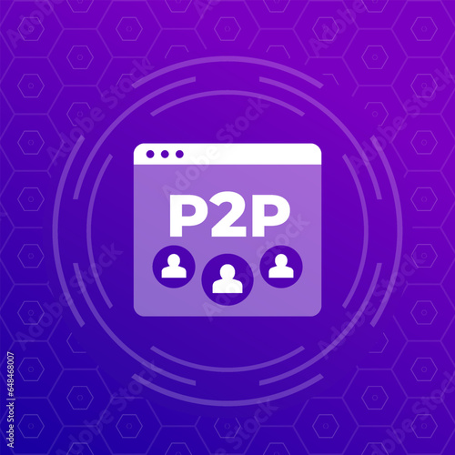 p2p vector icon, peer-to-peer decentralized system