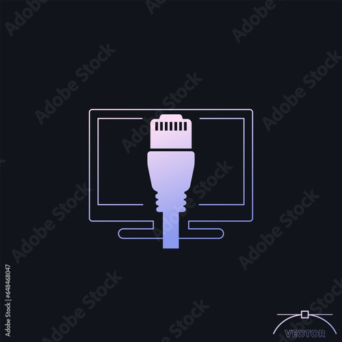 ethernet cable and computer icon with gradient