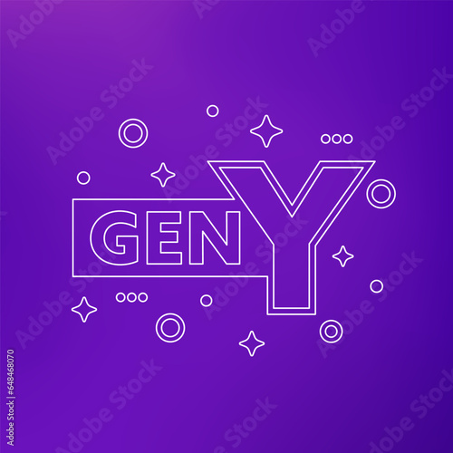 gen Y or millennials design, linear vector