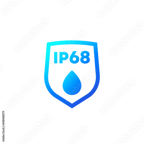 ip68 standard, waterproof icon with a shield