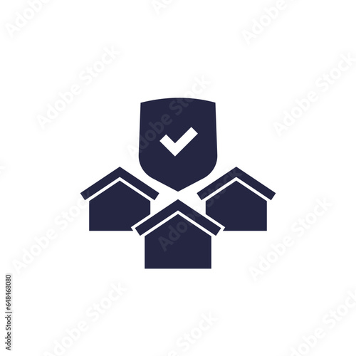 landlord insurance icon with houses