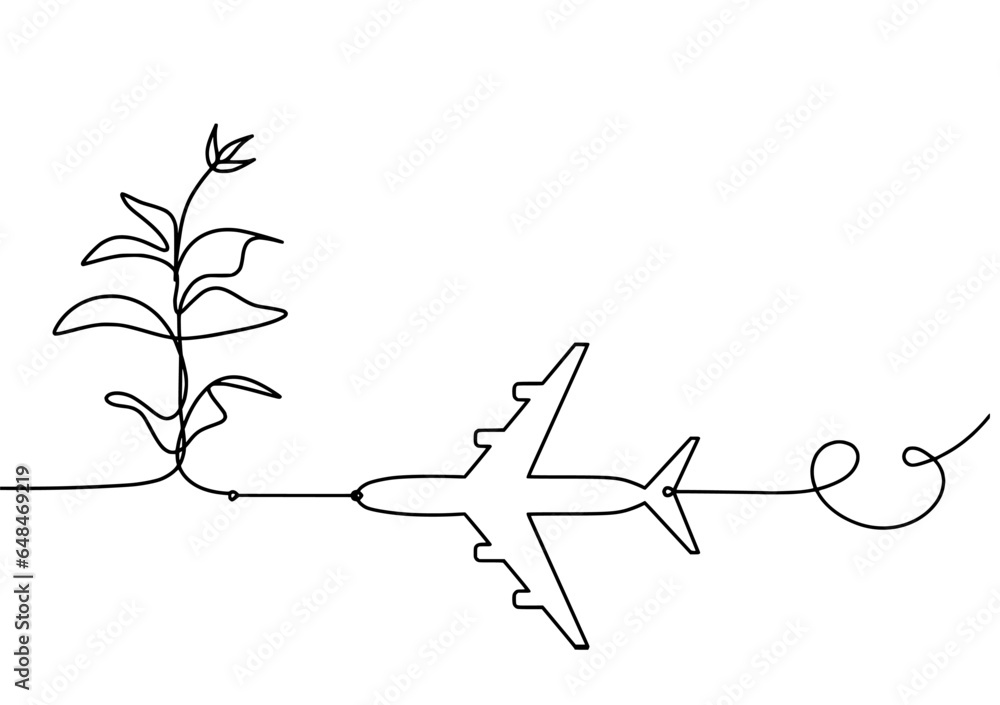 Abstract sprout with paper plane as line drawing on the white background. Vector Abstract sprout with paper plane as line drawing on the white background. Vector