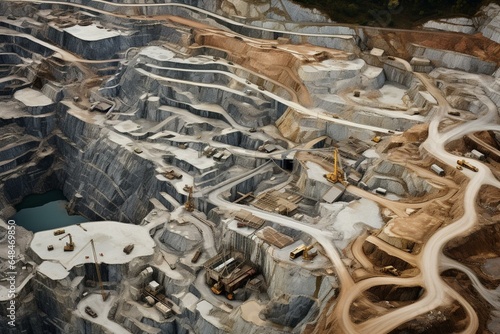overhead perspective of lützerath and garzweiler quarry. Generative AI photo