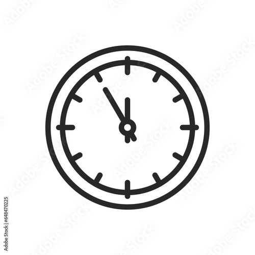 Midnight Clock Icon. Vector Outline Editable Isolated Sign of the Last Moments Before New Year, Last Minute New Year's Countdown. Midnight Clock Reminder. 11:55 PM Time.
