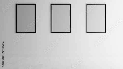 Картината върху платно Art Gallery Mockup Three Framed Print artwork mockup evenly spaced