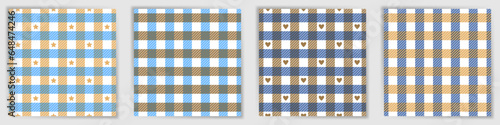Gingham check endless ornament collection. Popular flannel tartan checkered fabric print