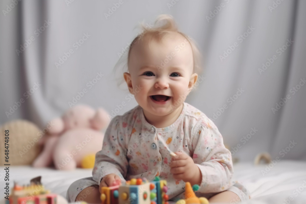 baby playing with toys, baby on blanket , baby smile