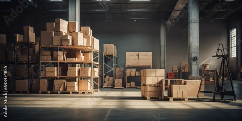 Warehouse with Organized Box Stacks © sitifatimah