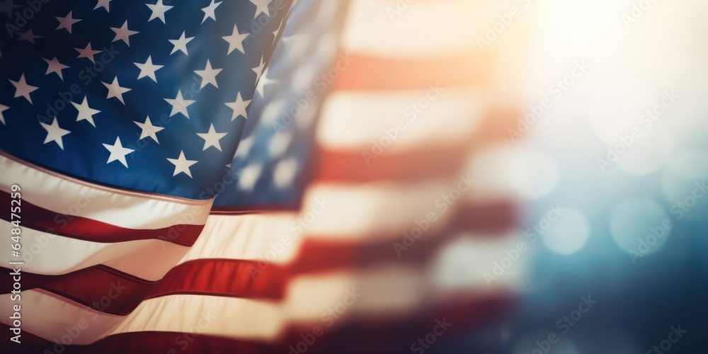 United States Flag amidst Soft Glow - obrazy, fototapety, plakaty 