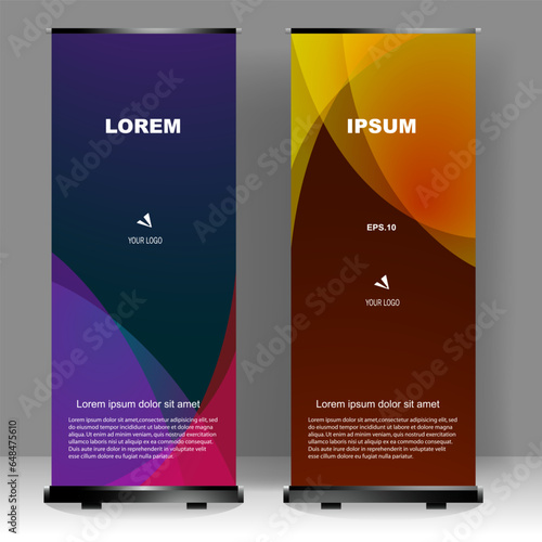 Business Roll up banner vertical template design, for brochure, business, flyer, infographics. modern x-banner and flag-banner advertising. vector illustration