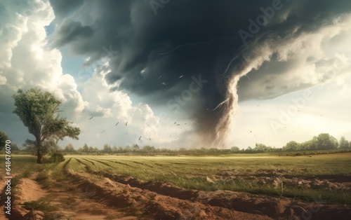 Tornado's Path Crosses Peaceful Green Expanse
