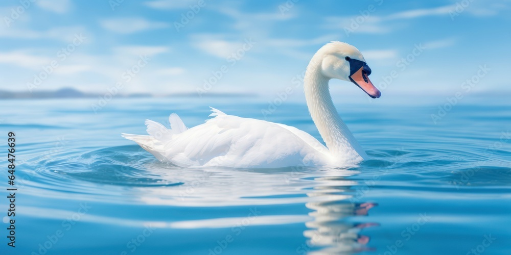 Enchanting Swan in the Tranquil Blue Waters Enchanting Swan in the Tranquil Blue Waters