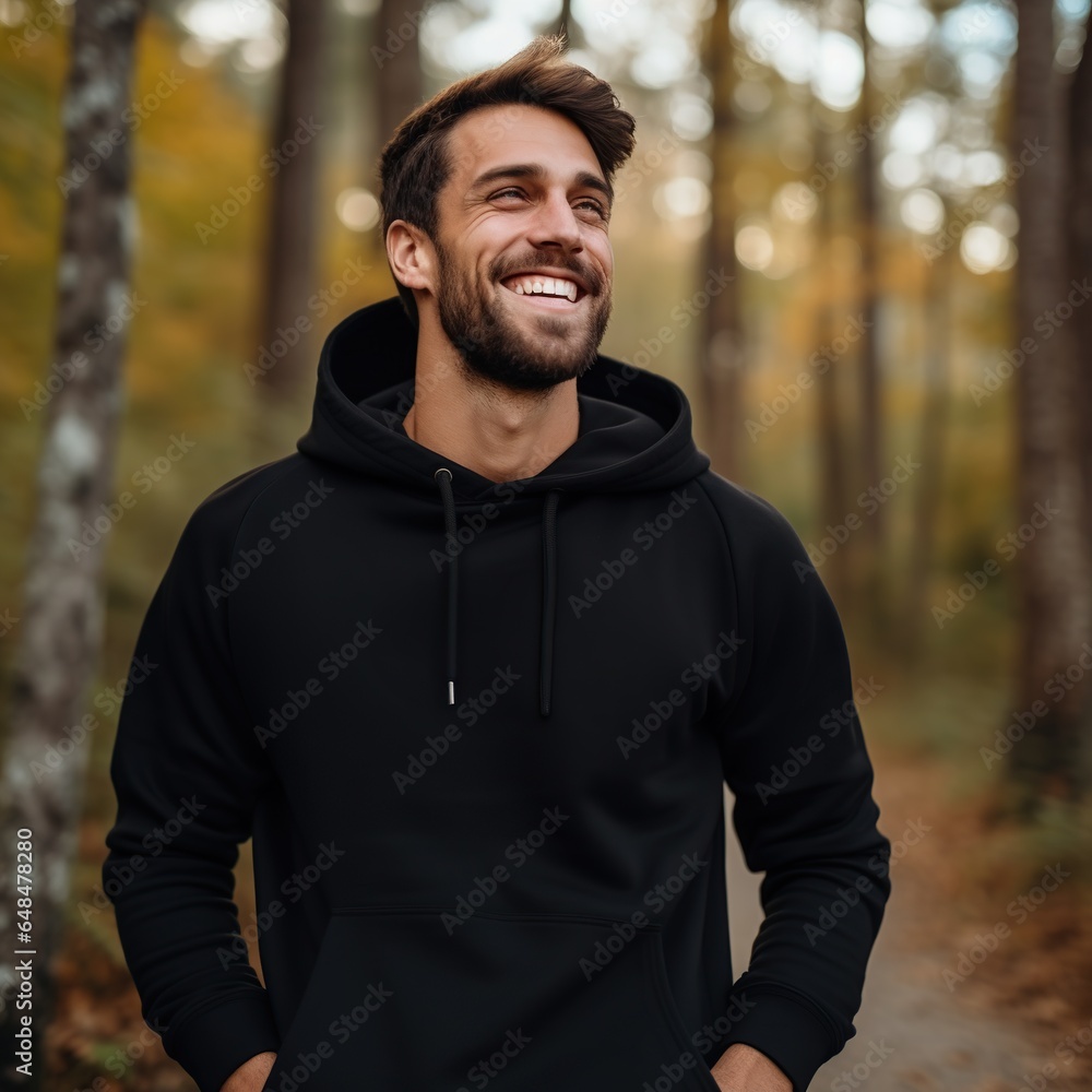 Illustration of a fashion portrait with plain hoodie mockup, AI Generated Illustration of a fashion portrait with plain hoodie mockup, AI Generated
