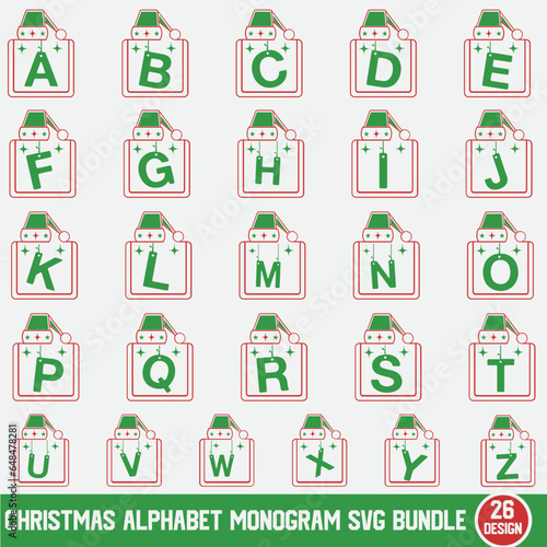 CHRISTMAS Alphabet Monogram Svg BundlE 