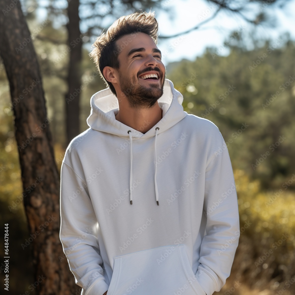 Illustration of a fashion portrait with plain hoodie mockup, AI Generated Illustration of a fashion portrait with plain hoodie mockup, AI Generated