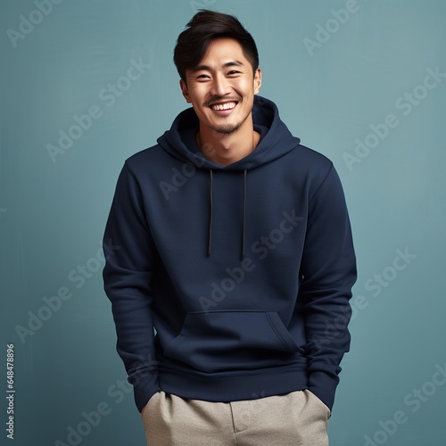 Illustration of a fashion portrait with plain hoodie mockup, AI Generated
