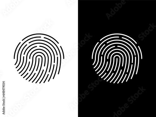 finger print fingerprint lock secure security logo vector icon illustration.