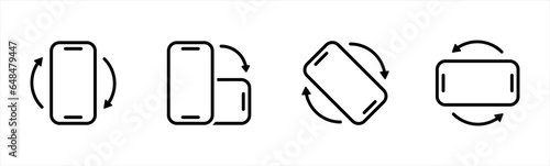 Rotate Mobile phone icon set in line style. Device rotation with arrow simple black style symbol sign for apps and website, vector illustration.