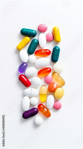 Colorfull pills on white background