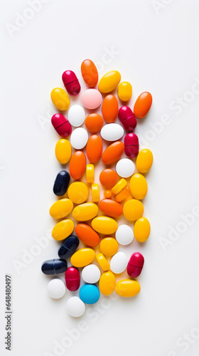 Colorfull pills on white background
