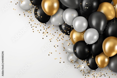 Realistic balloons on white background  Birthday balloons background