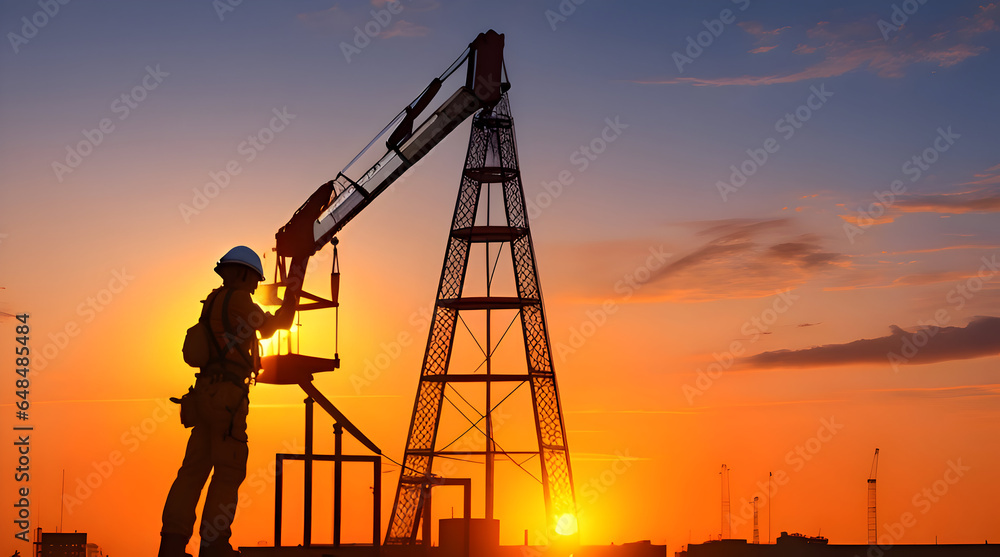 Oil Pump in Sunset