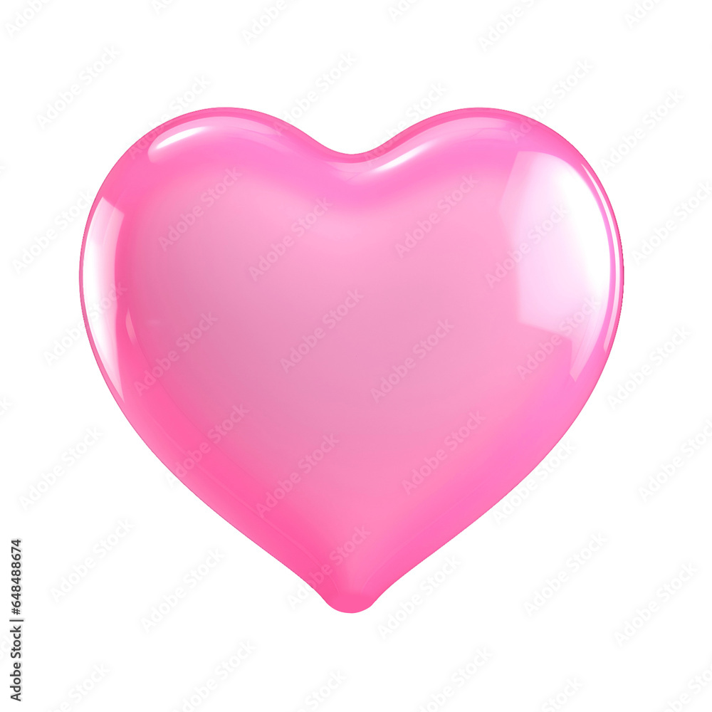 3D pink heart isolated on transparent png background