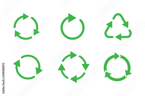 Recycle sign set. green symbols isolated icon on white background