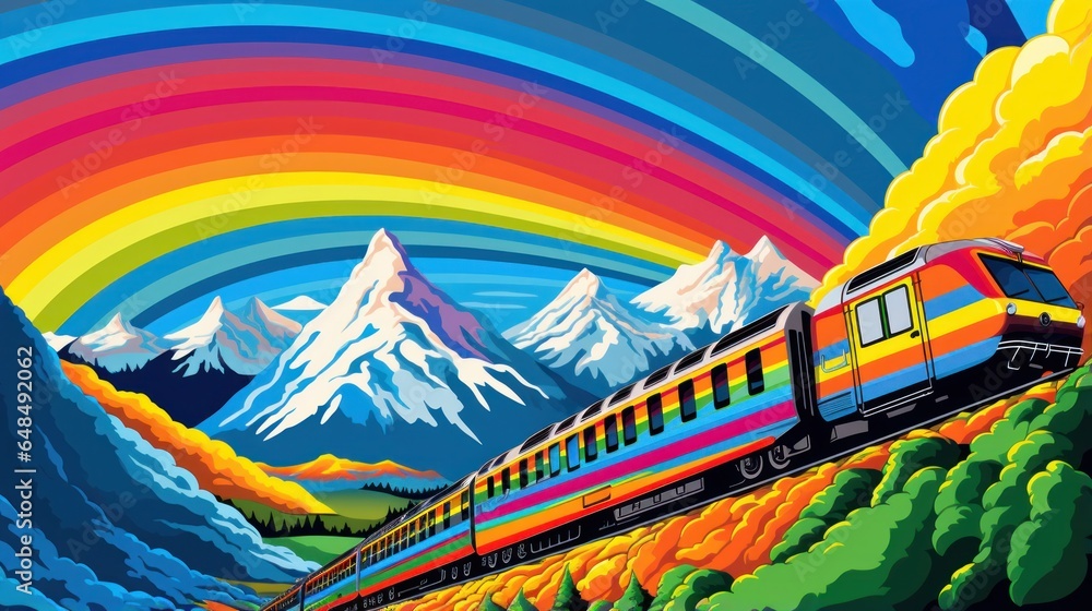 Pop Art Style Design of Travel by Train