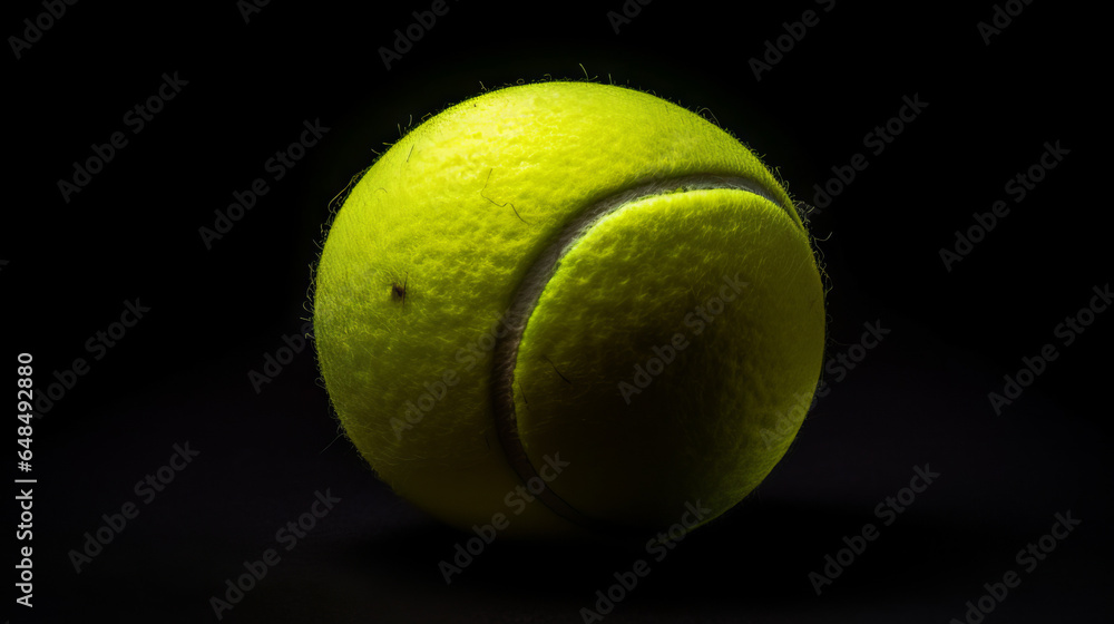 tennis ball on black background