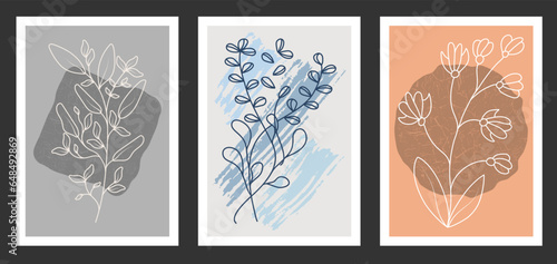 A set of hand-drawn paintings for interior design of premises. Minimalist designs for prints, paintings, posters and creative ideas