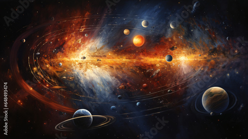 Solar system with its planets